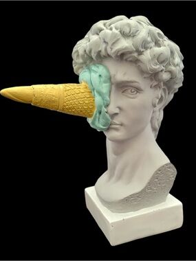 Funny David Ice Cream Cone White Gray Bust Resin Sculpture Paperweight Decor